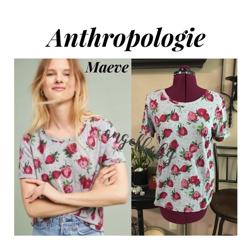 Host Pick! Anthropologie Maeve Strawberry fields tee 🍓🤩 - Picture 16 of 16